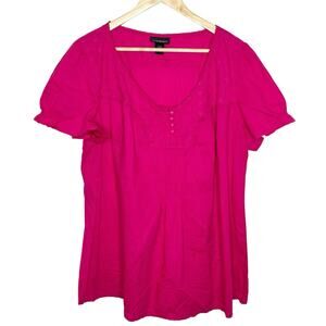 Lane Bryant Peasant Top Pink Womens 18/20 2X Cottagecore Milkmaid Fairy Boho